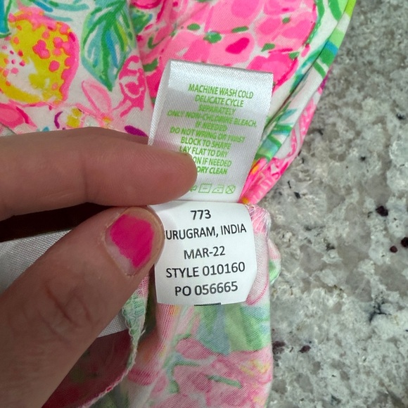 Lilly Pulitzer Tiltson Swing Midi Dress Hot Pink Green Floral Ruffles Medium - Picture 11 of 15